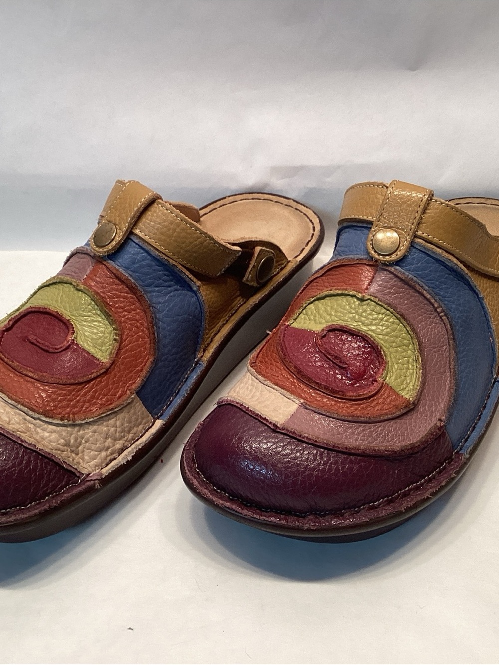 Lollipop Leather Clogs Womens EU 41 US 10 Spring Step Shoes Boho Mule Cottage